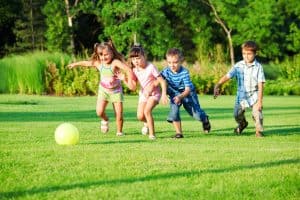 kids playing with a soccer ball